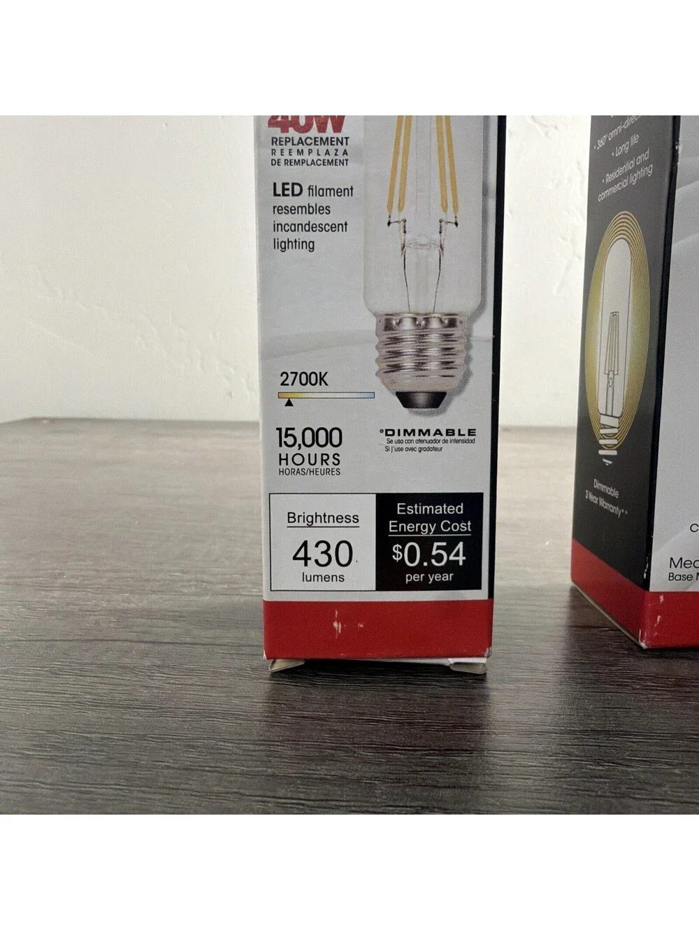 4 Pack Satco LED Bulbs 5.5W =40W 120V T10 Medium E26 Dimmable Clear 2700K